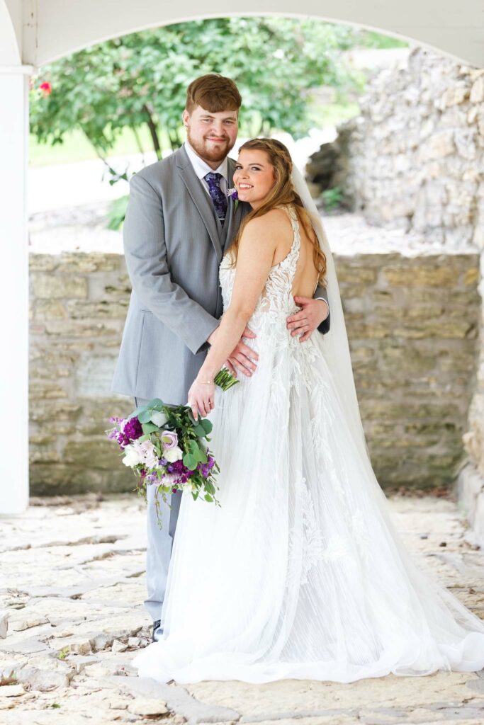 011-Bride and groom picture at Mayowood stone barn