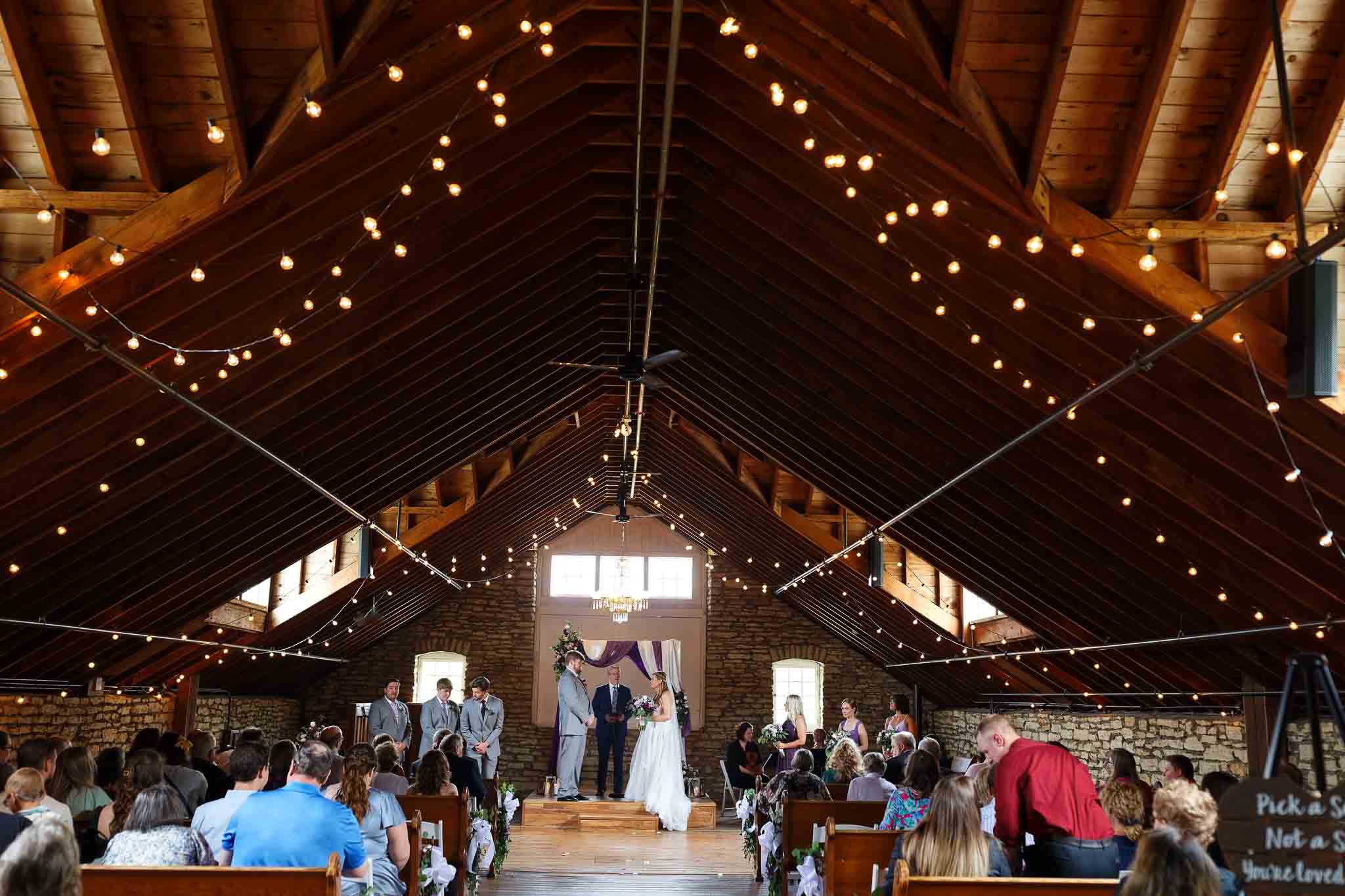 029-Wedding ceremony at the loft at Mayowood stone barn covered location