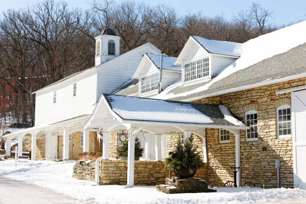 Mayowood Stone Barn Winter Wedding snow