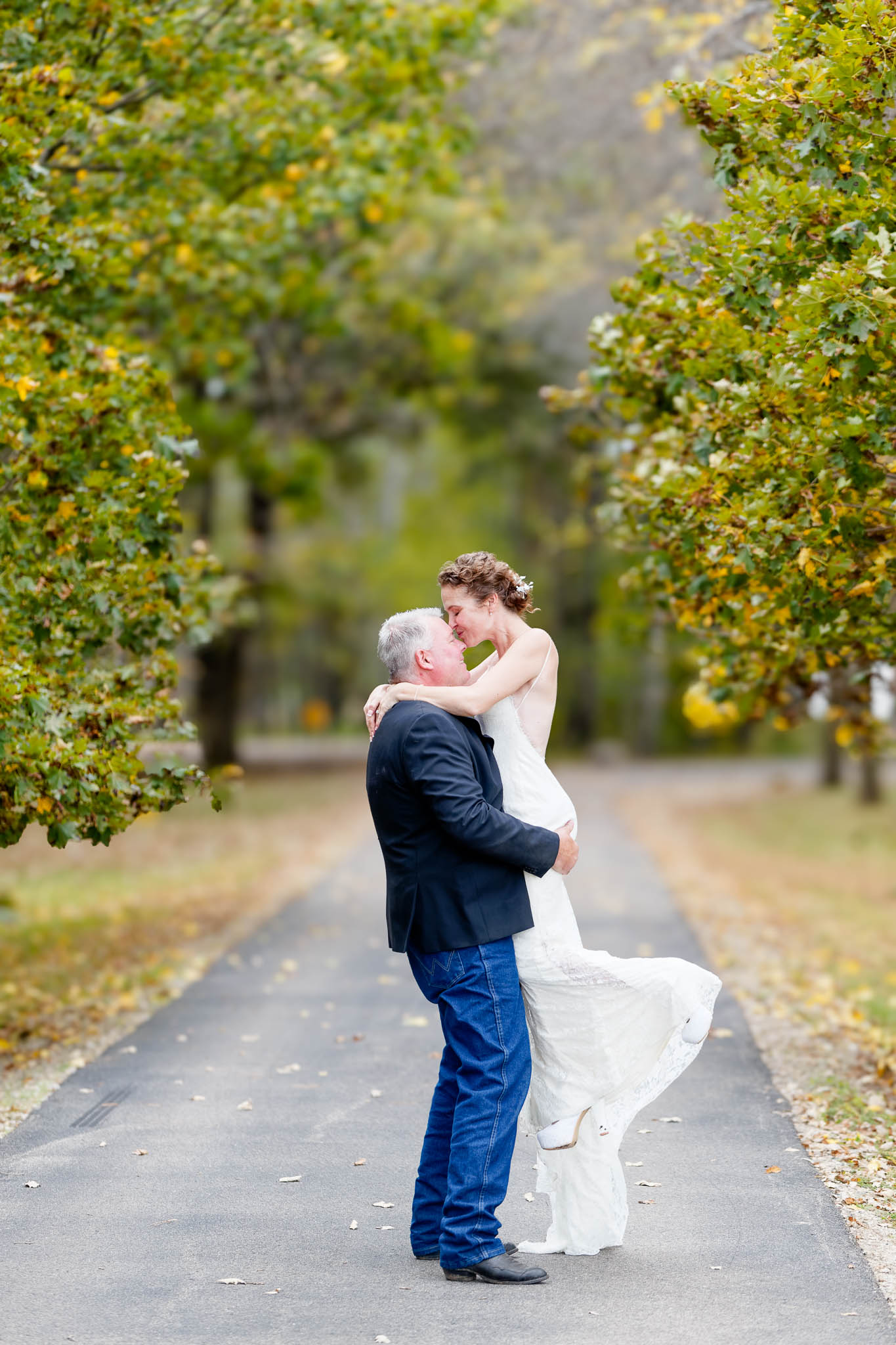 groom lifting the bride