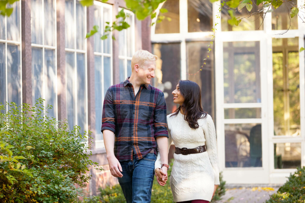 Couple in front of Plummer House Sun Porch