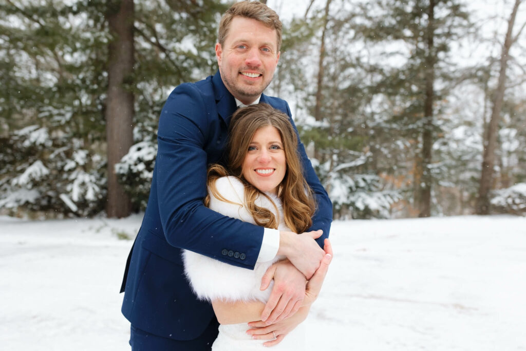 pine tree Snow photo station on wedding day Minnesota Rochester 