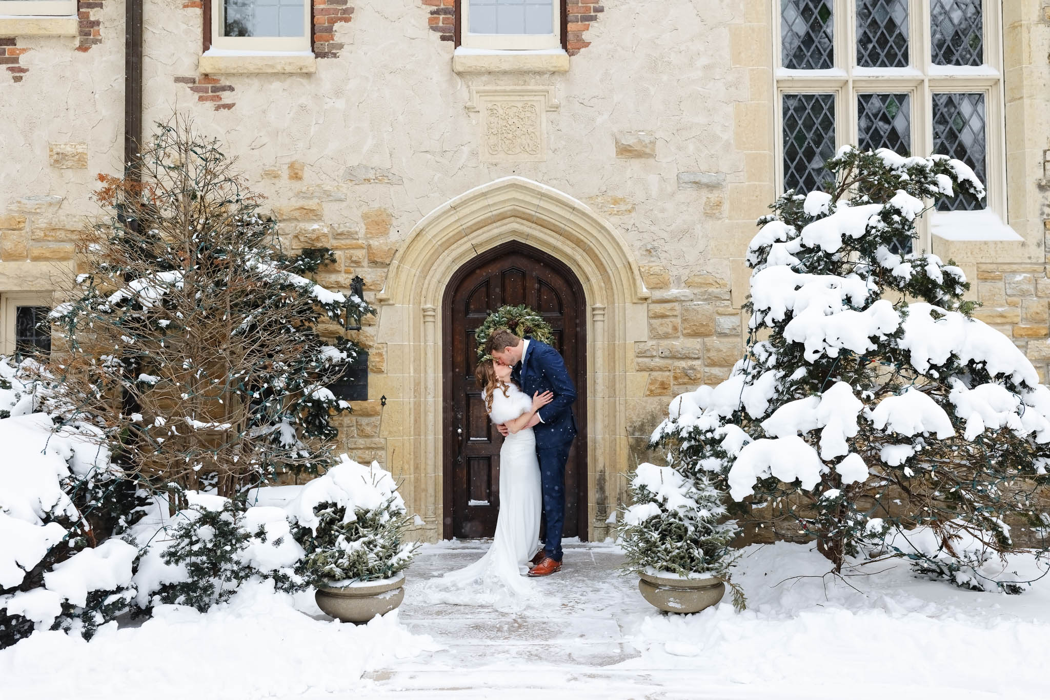 Winter wedding at Tudor mansion Rochester Minnesota