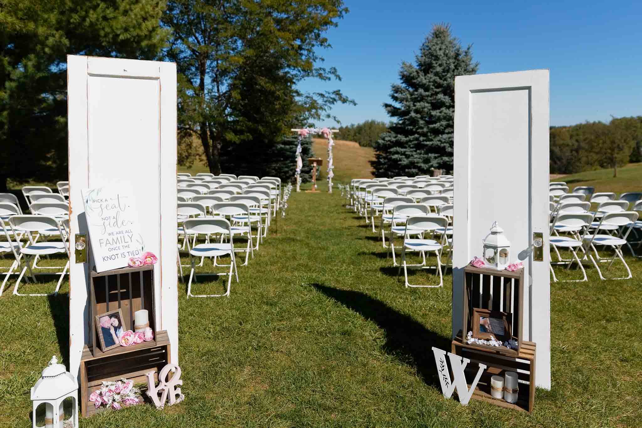 ceremony site at pond view barn_