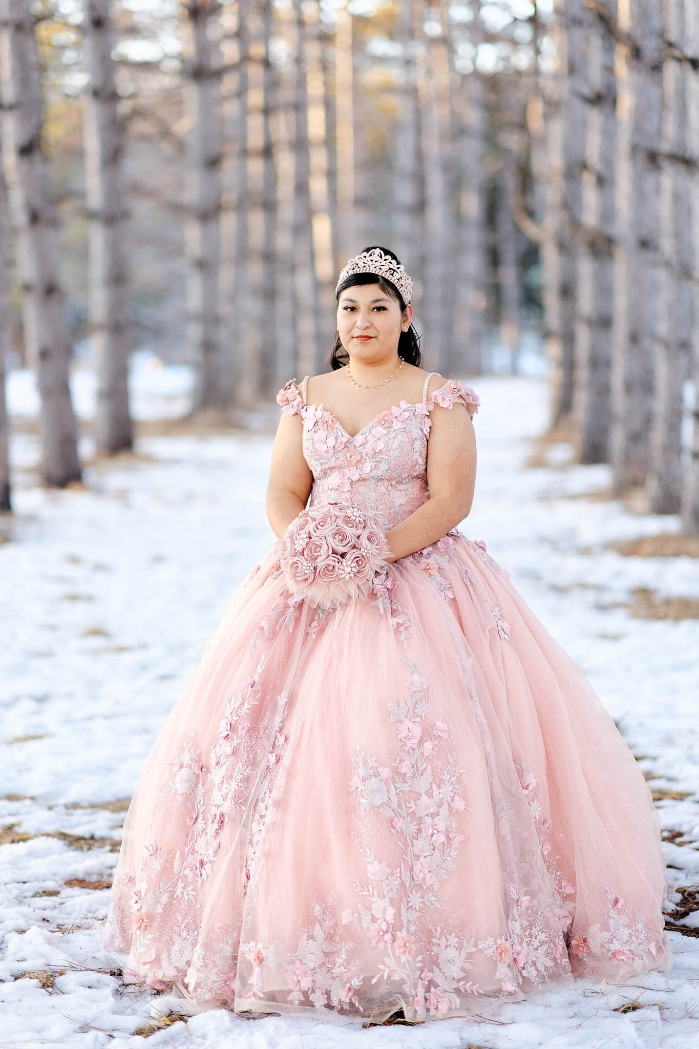 quinceanera portait with snow