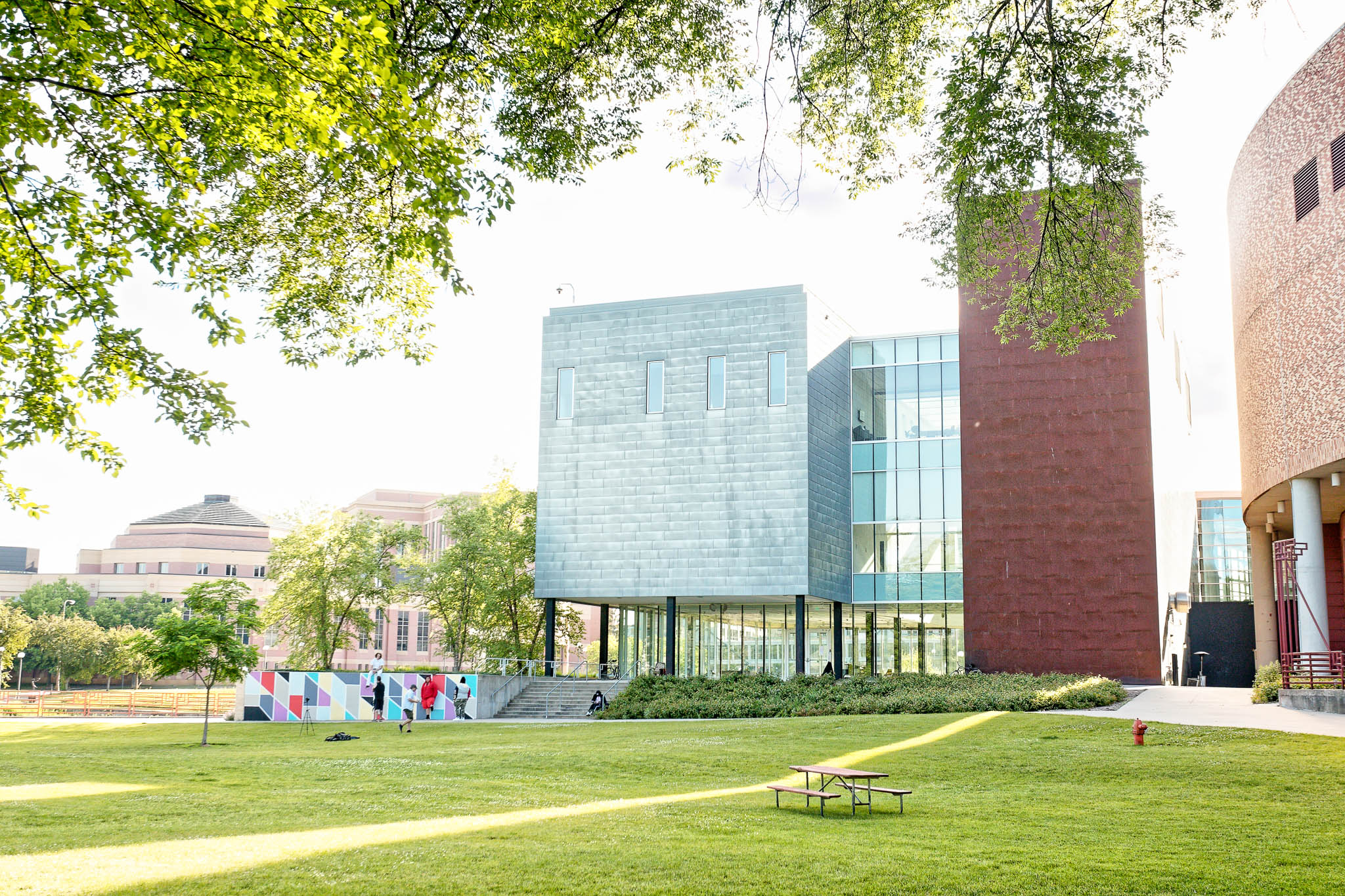 Rochester art center view from the Mayo Park