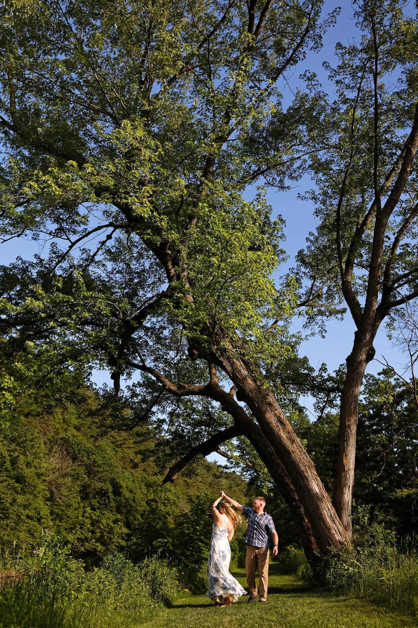 Couple Photo session at Root River Park Rochester, MN and the big trees-3