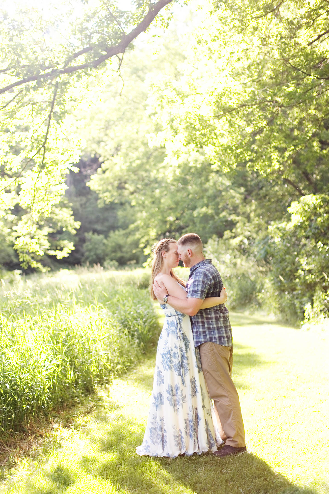 Couple Photo session at Root River Park Rochester, MN and the big trees