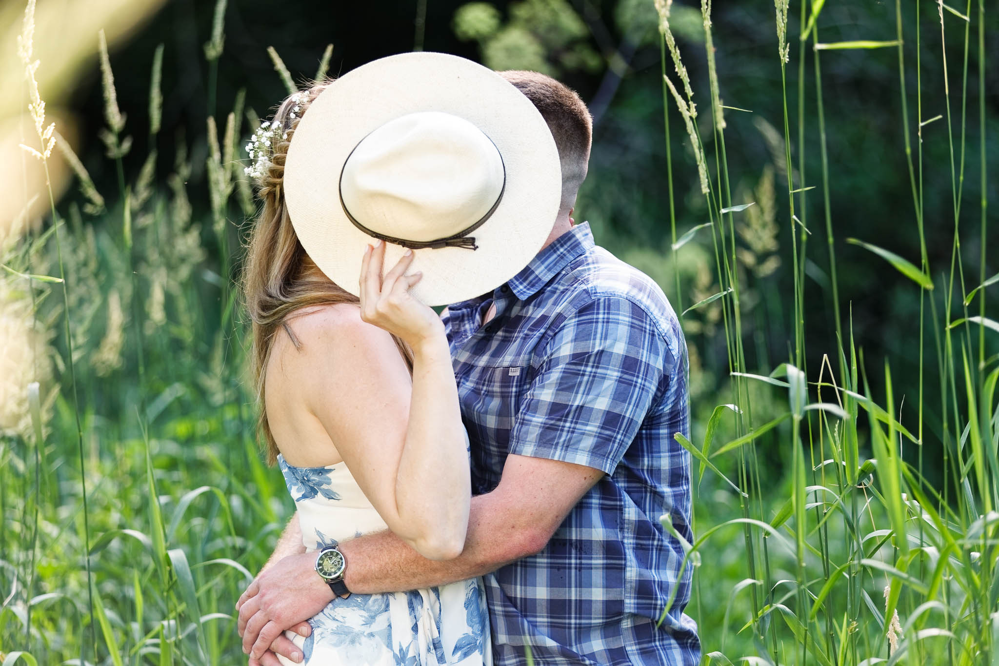 Engagement Photos with high grass at Root River Park Rochester, MN-2