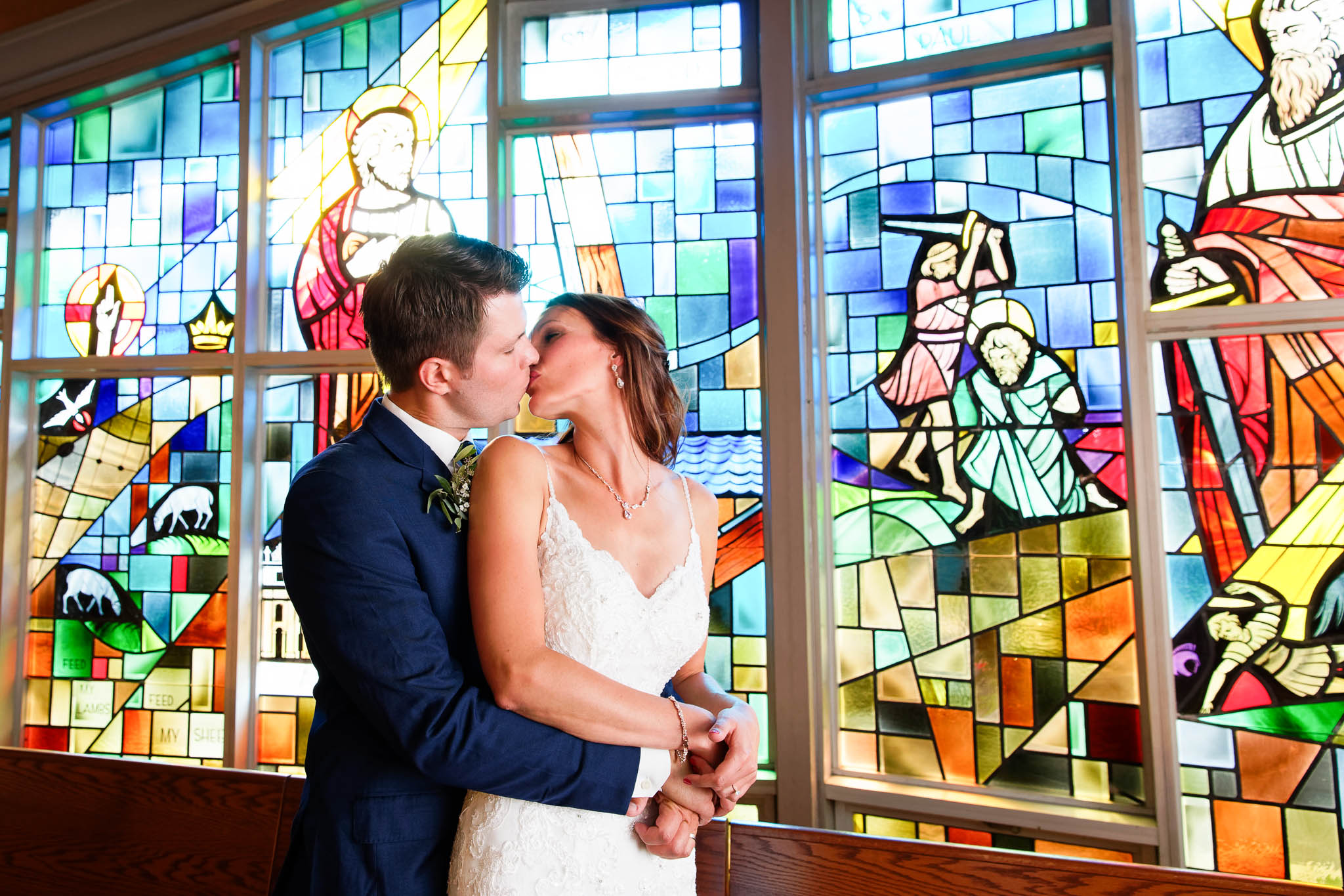 creative photo at church with stained glass windows Saint Peter and Paul Catholic Church Mazzepa-2
