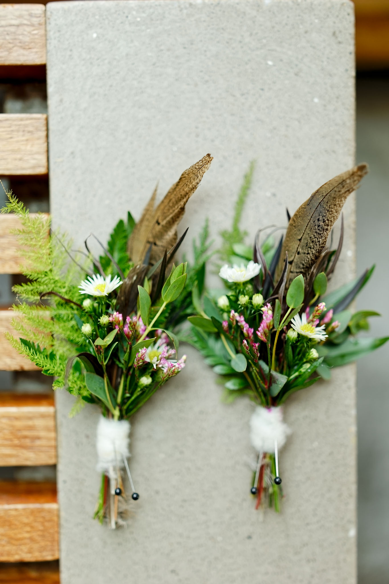 boutonniere with feather
