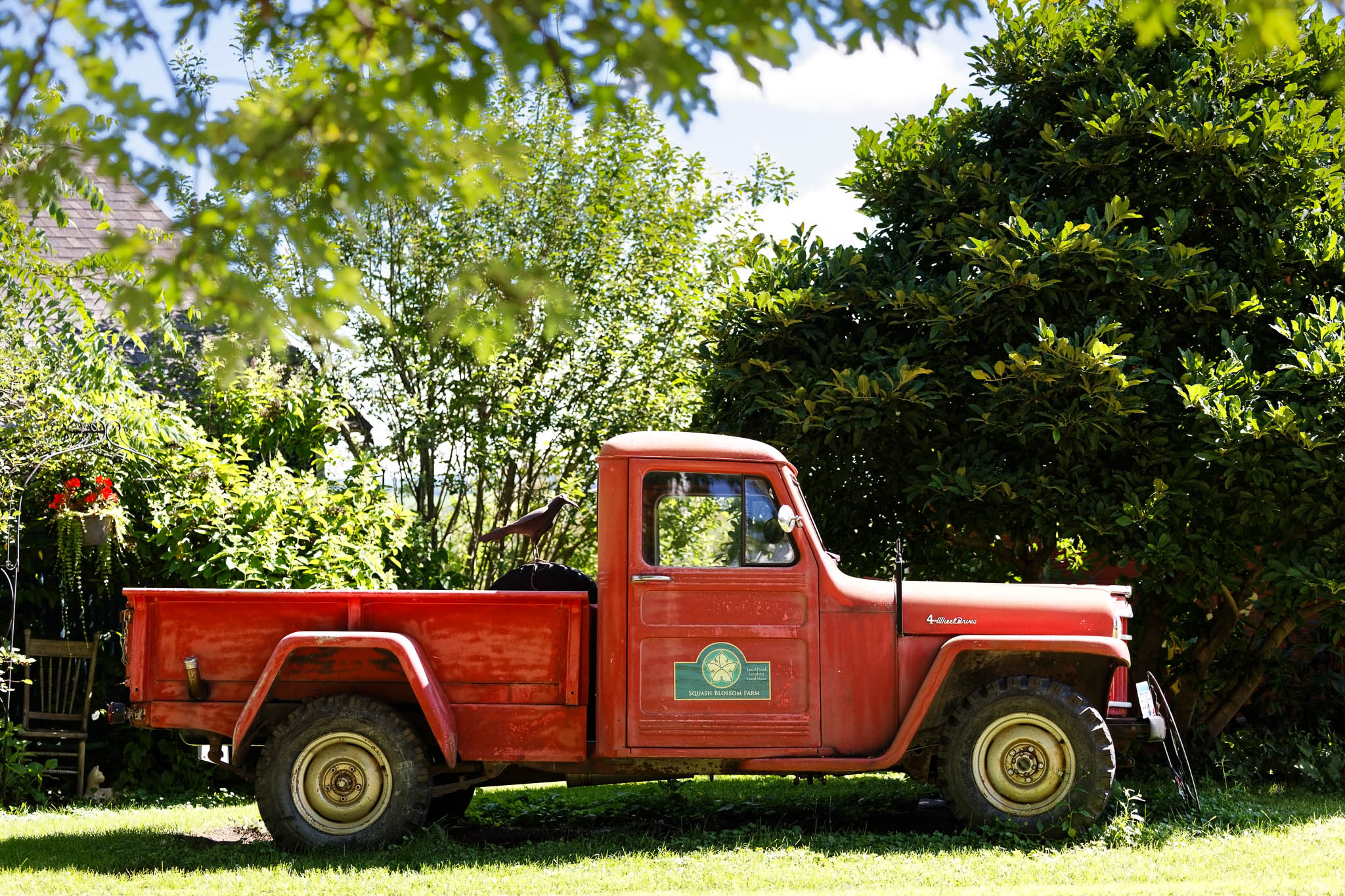 old red jeep truck