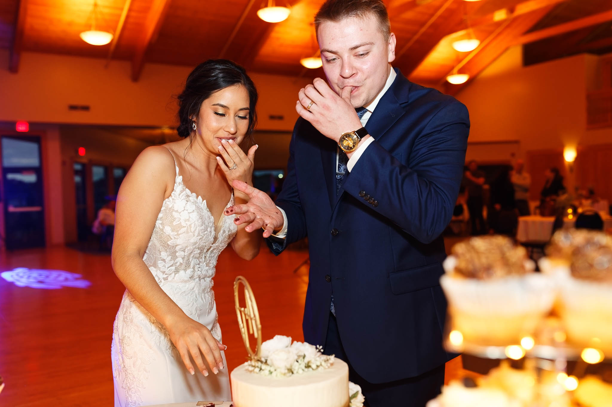 bride and groom cuting their cake-3
