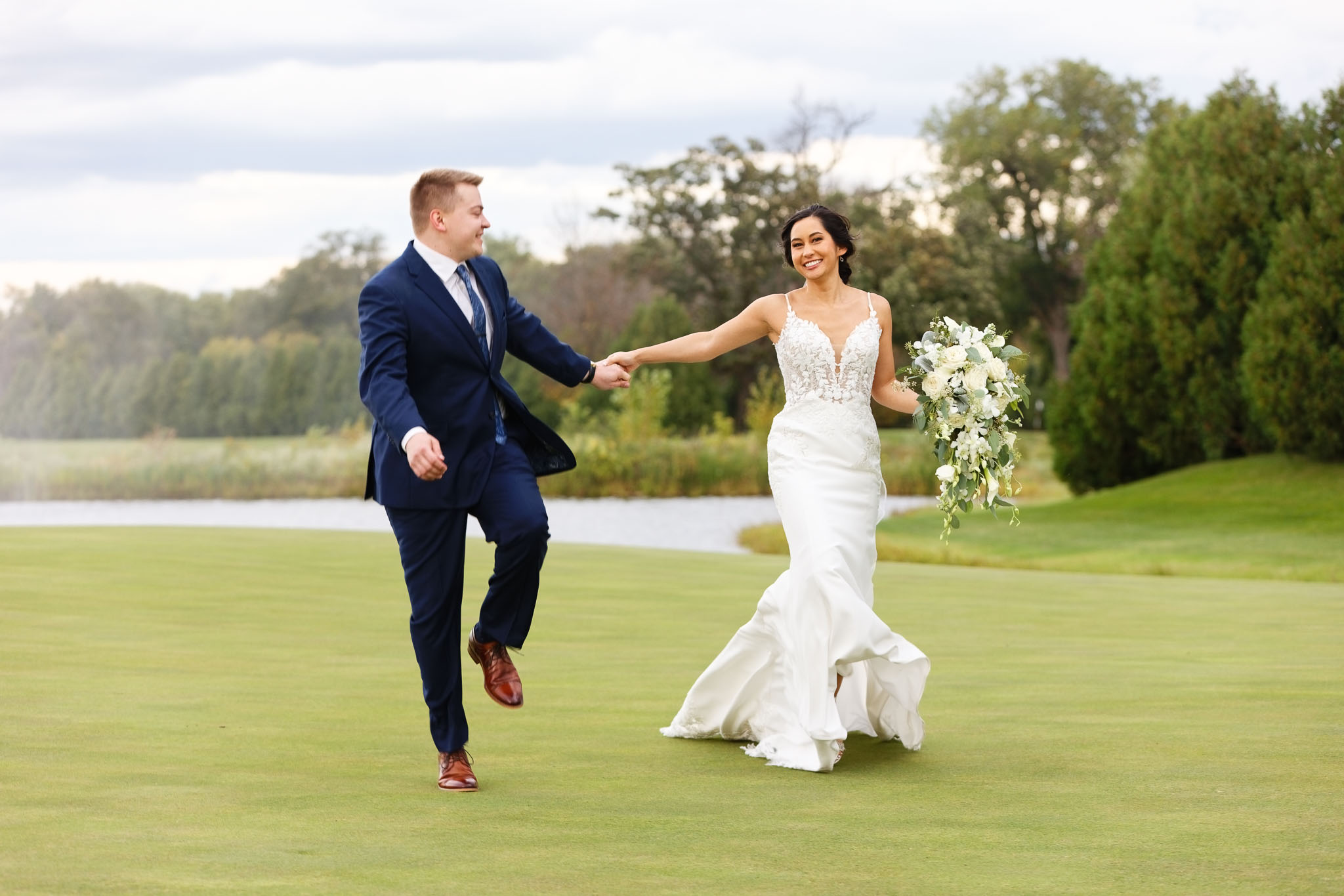 couple in front of root river