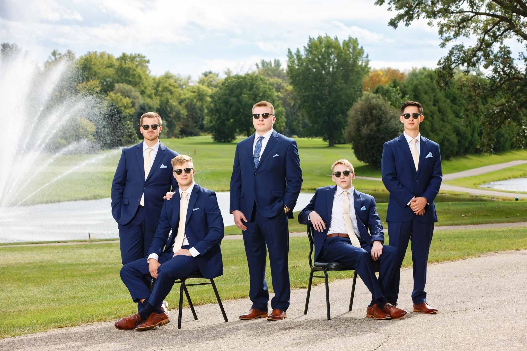 groom and groomsmen with sun glasses