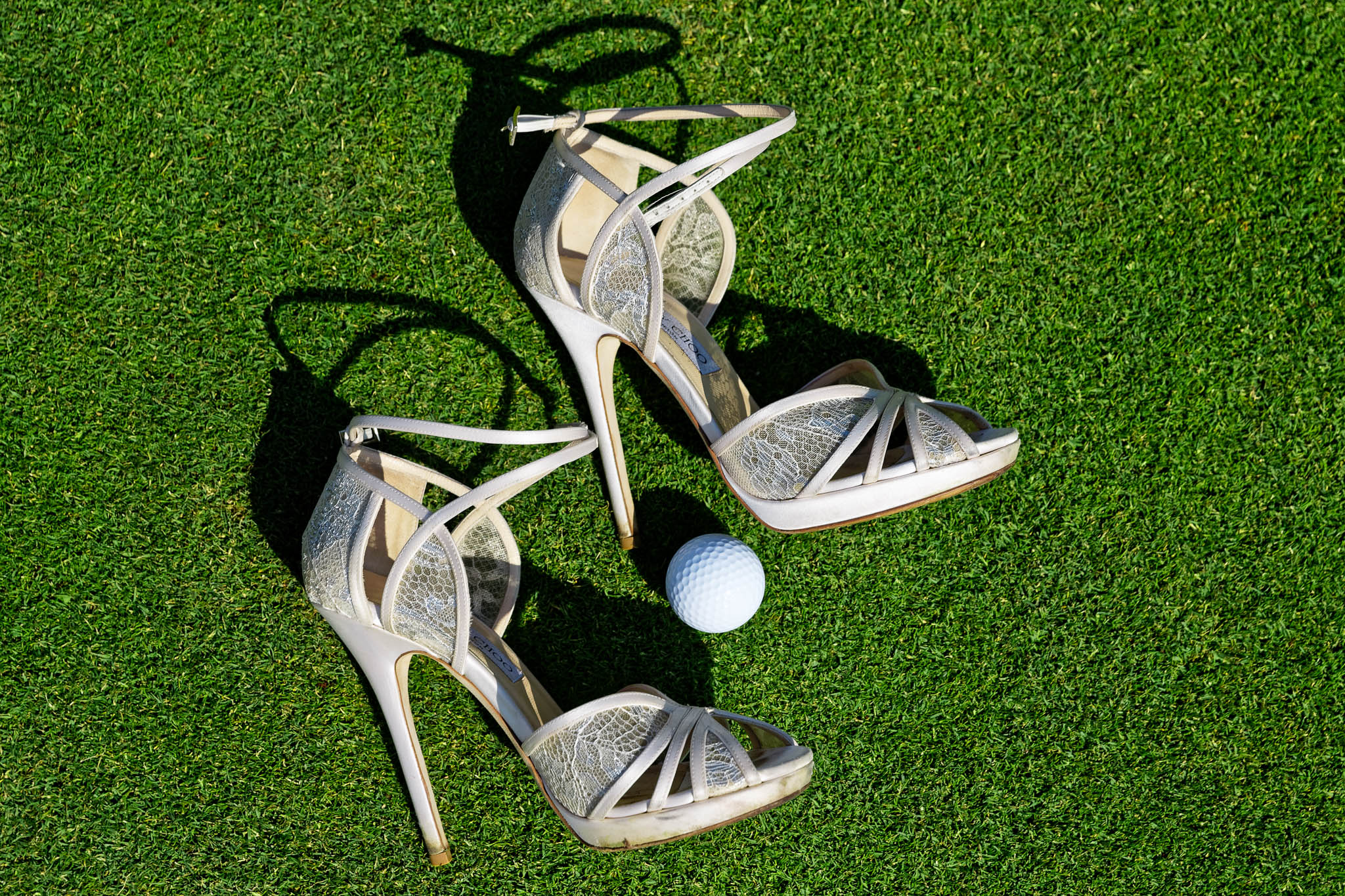 wedding shoes on the green