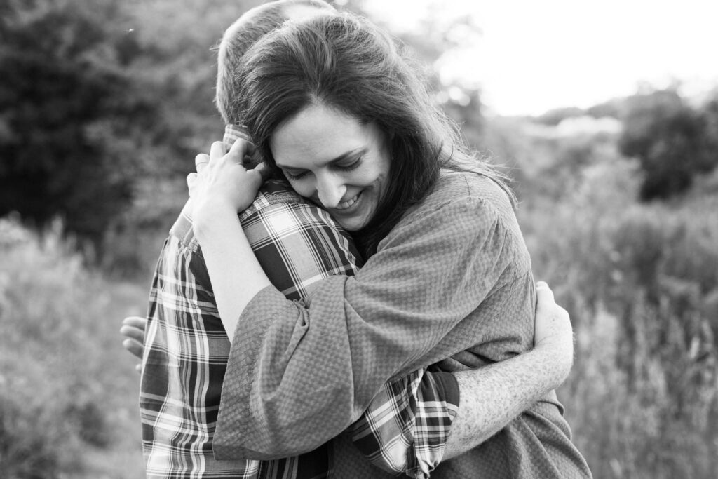 Hug during engagement session