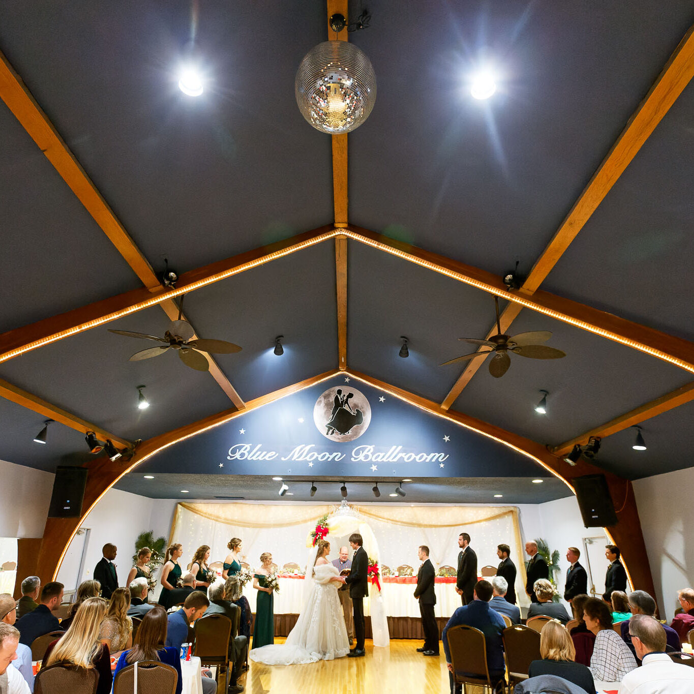 wedding ceremony at Blue Moon Ballroom