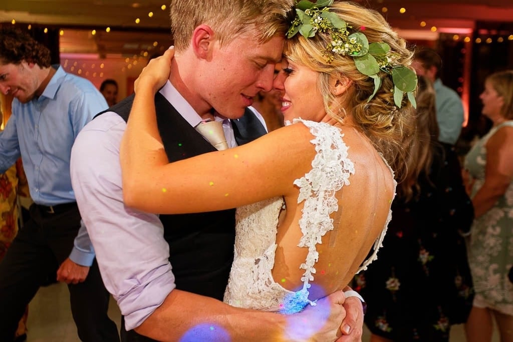 bride and groom dancing