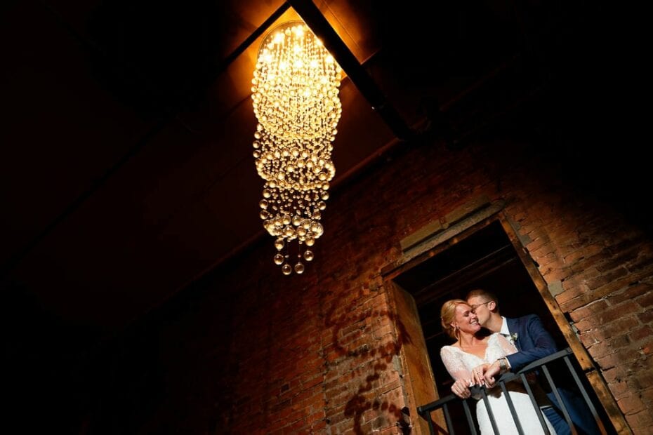 bride and groom at loft at studio j wedding stillwater