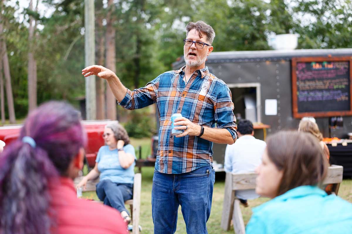 guests enjoying cocktail hour outdoor at state park camp ground