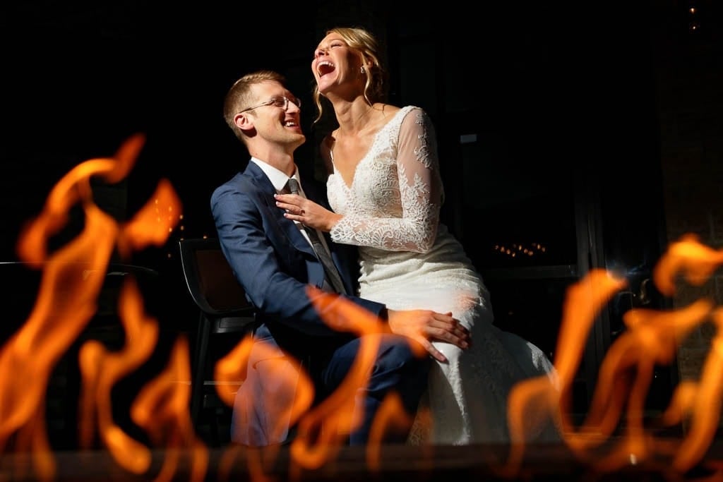 creative image of bride and groom in stillwater