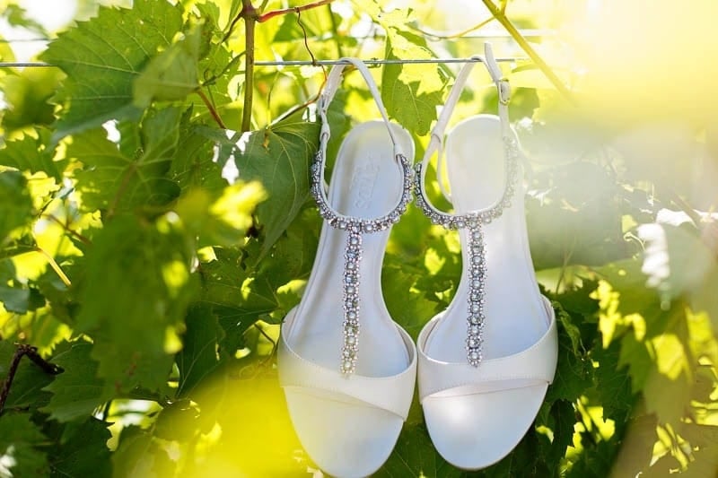 wedding shoes in the vines