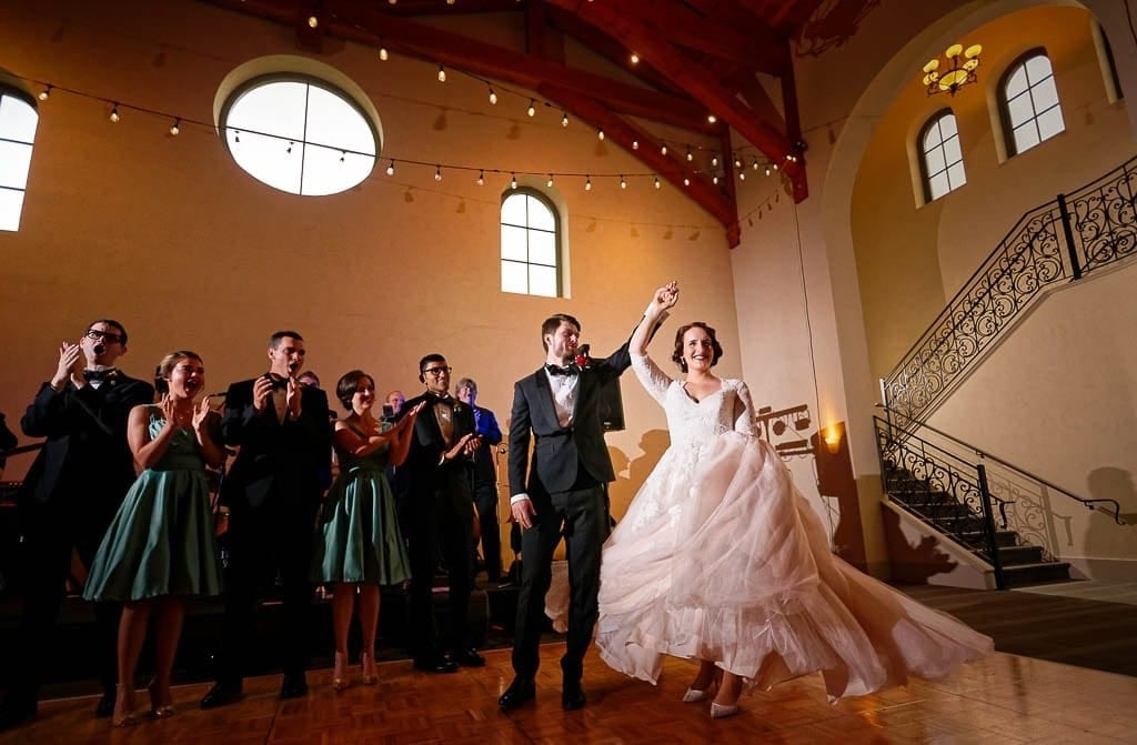 grand entrance of the bride and groom at Villia Bellezza Winery