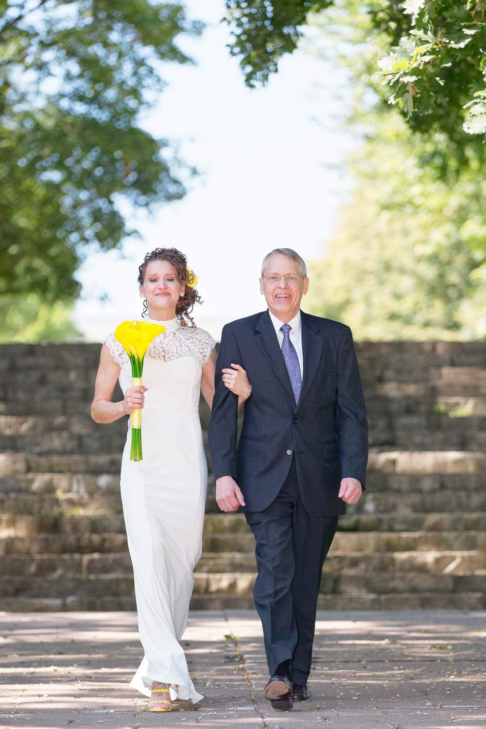 bride walking down the aisle with emotions