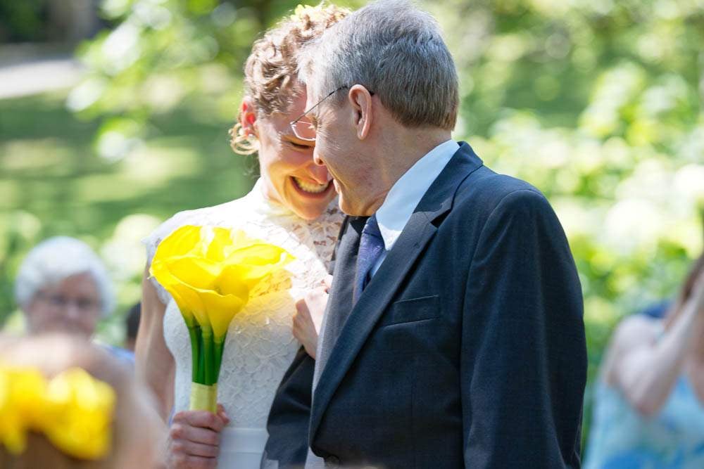 bride walking down the aisle with emotions