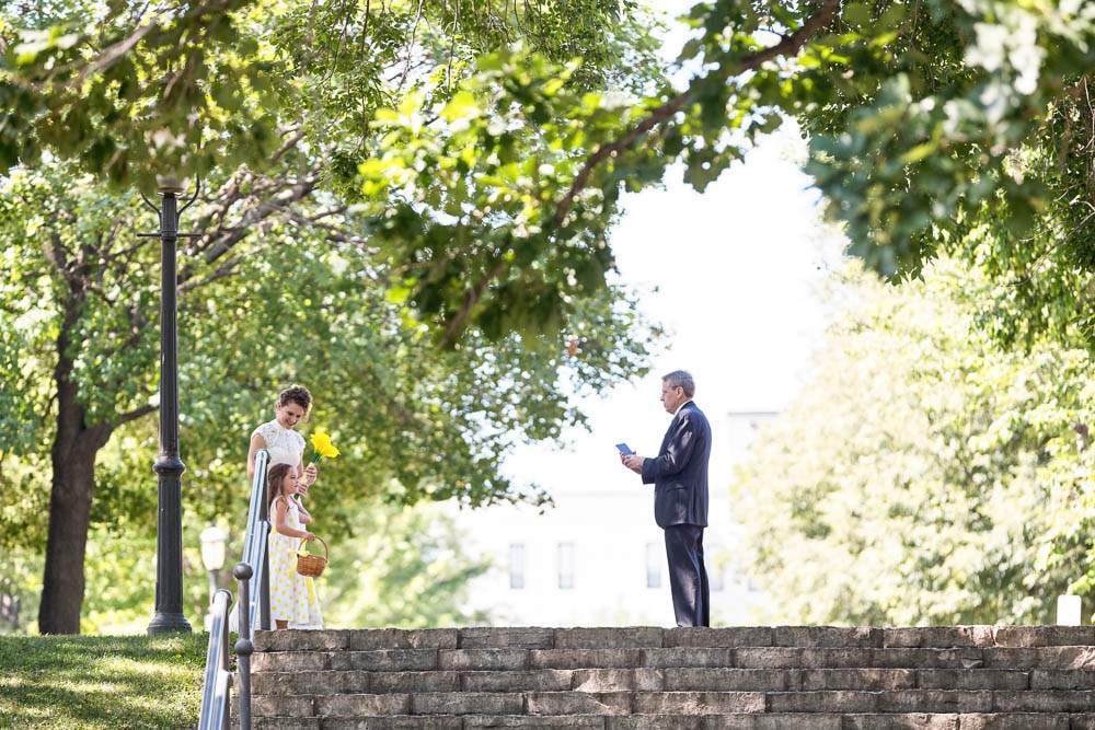 funny situation father taken picture of the bride