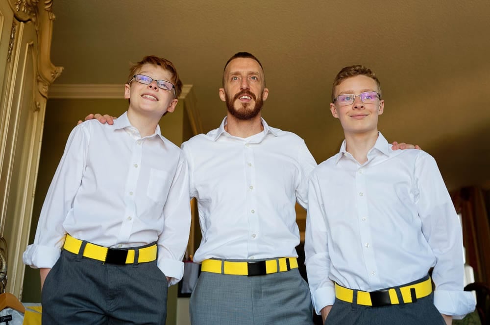 groom and groomsmen yellow beld