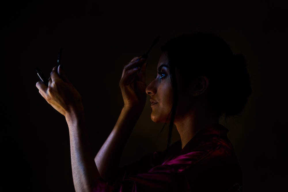 cinematic shot of maid of honor makeup