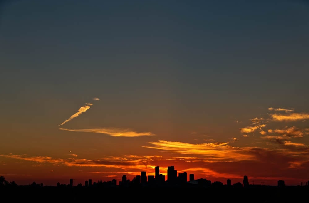 Saint Paul and Minneapolis panoramic view during sunset