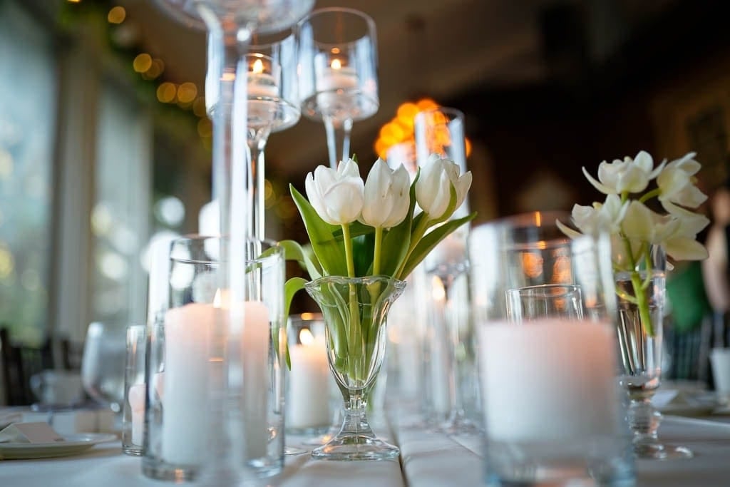 university club st paul flowers and candles on table
