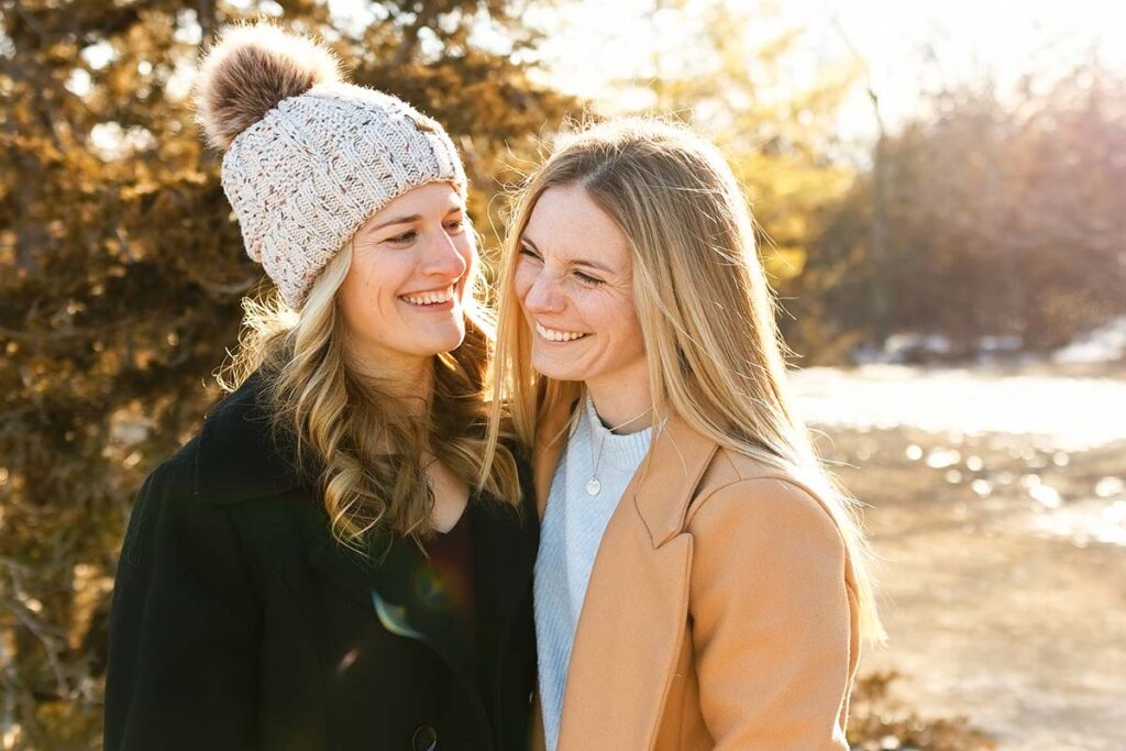winter-lesbian-engagement-session-quarry-hill-sunset-time
