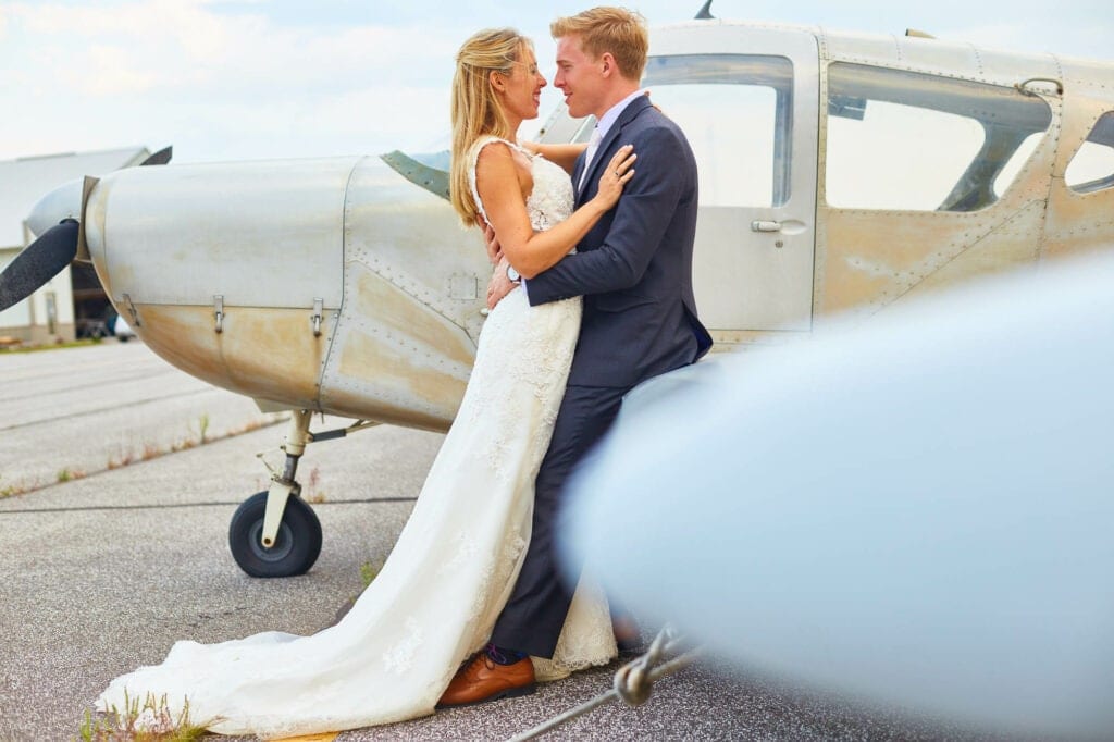 hug on a old rusted airplane