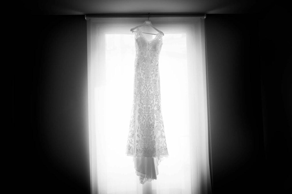 hanged wedding dress