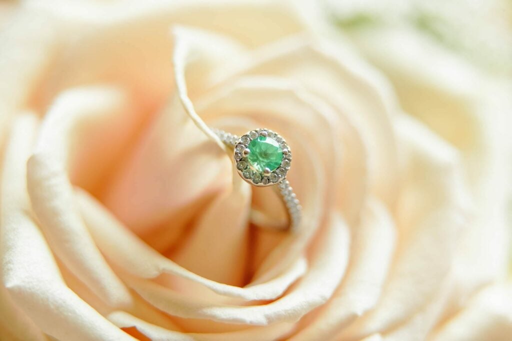 green stone wedding ring