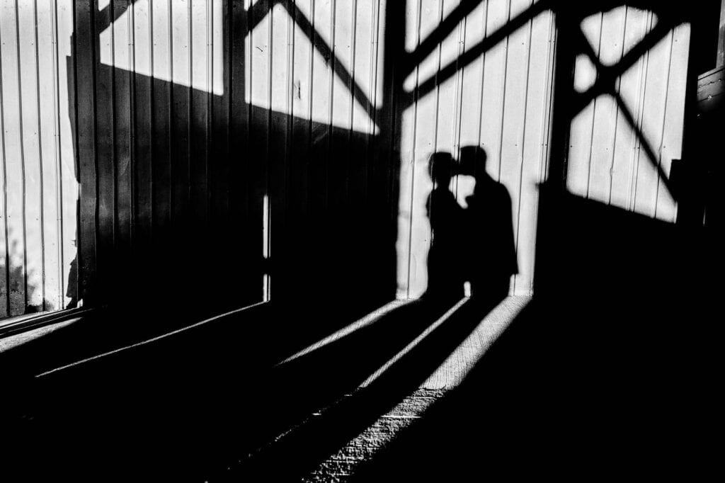 shadow of two people in love