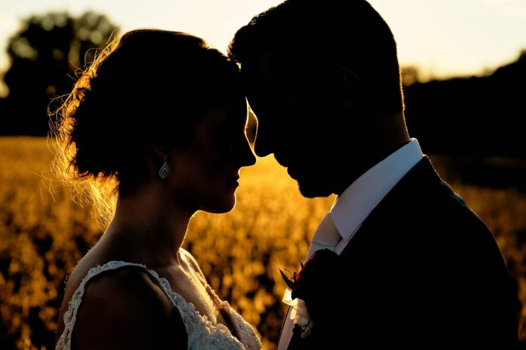 silhouette portrait of a couple during sunset