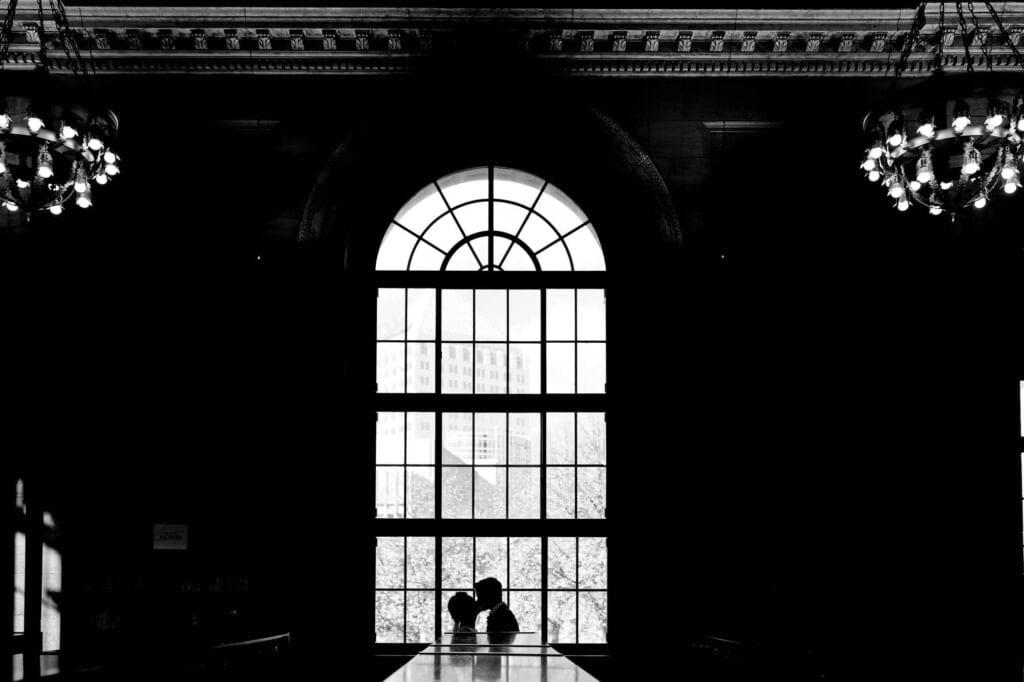 silhouette with chandeliers