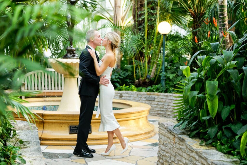 in love couple in a greenhouse