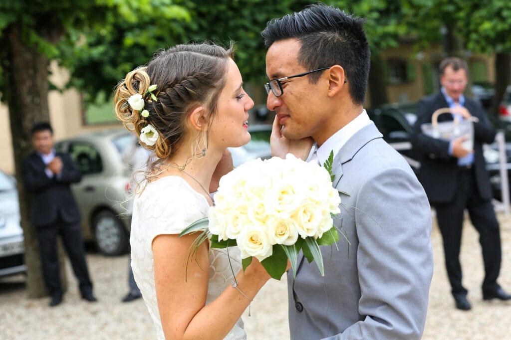 groom crying after first look at city hall