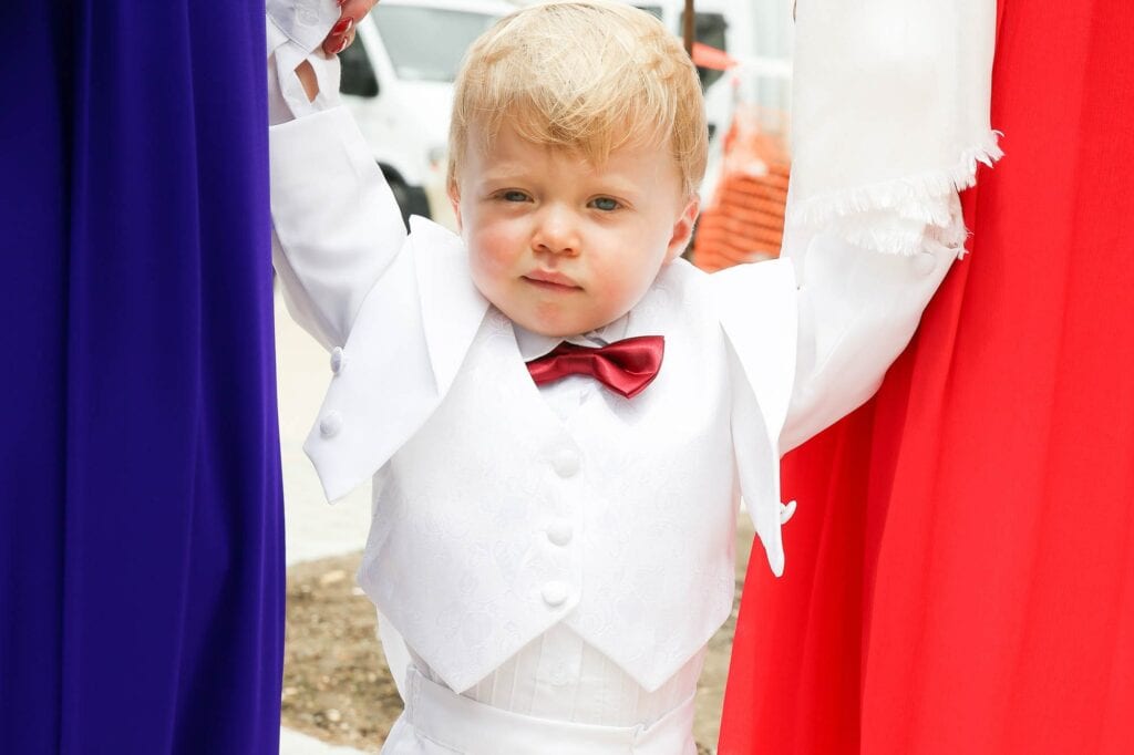 kid part of the french colors of the flags using dress and kids suit