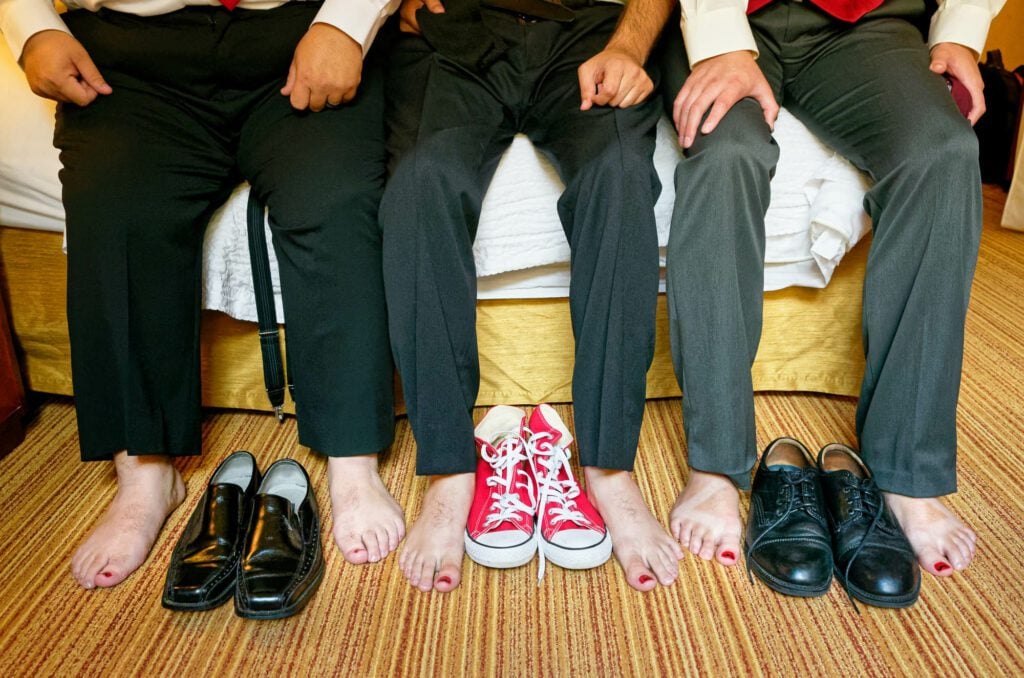 groom and groomsmen feet