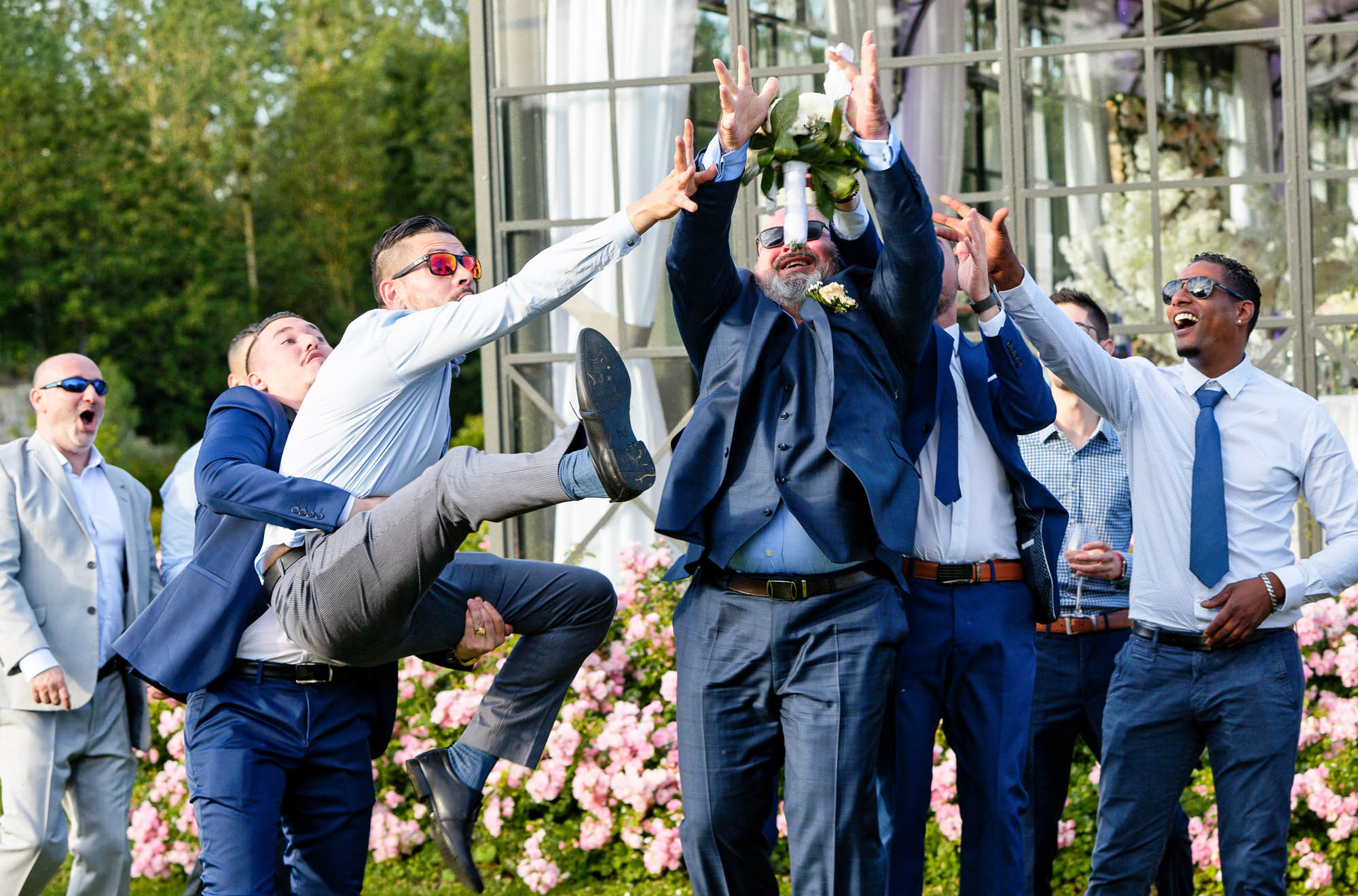 when the guys want to catch the bouquet