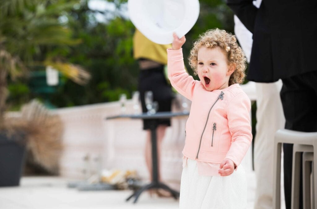 excited kid during wedding