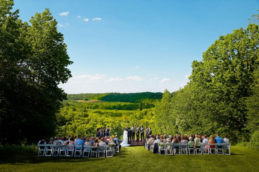 outside wedding with amazing overview