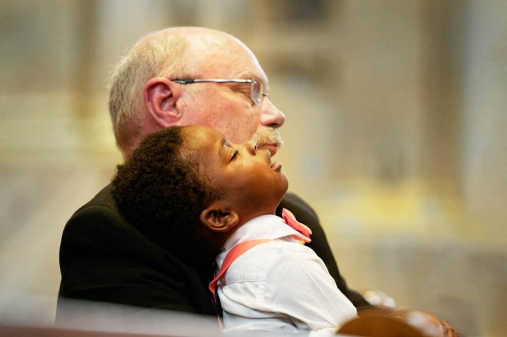 taking a nap during a religious celebration